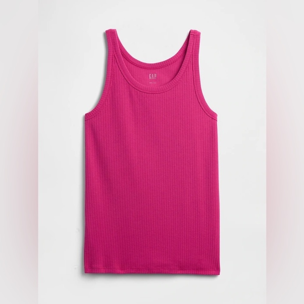 GAP Pink High Neck Ribbed Scoopneck Tank Top